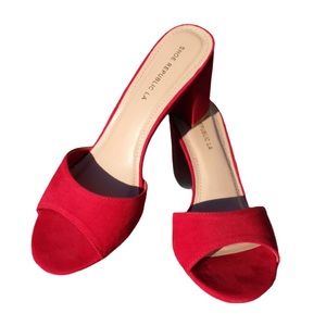Red Suede Open Toe Barbie Shoes